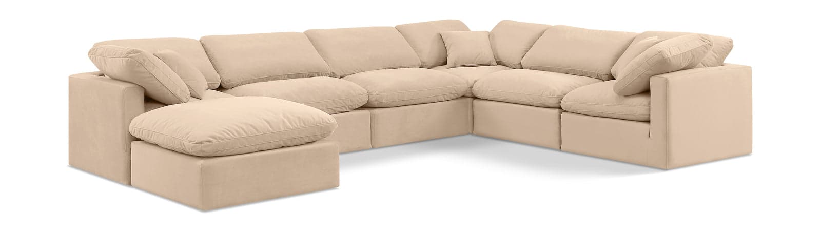 Sloane 140" Velvet Upholstered Sectional, 7-Piece — Vista 1 (1/6)