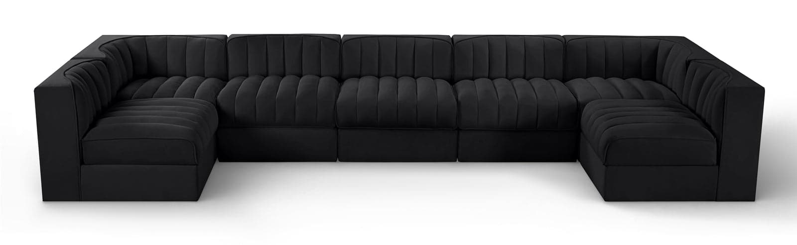 Talia Black Velvet Performance Fabric Upholstered Sectional, 7-Piece (Style 2) — Vista 1 (1/3)