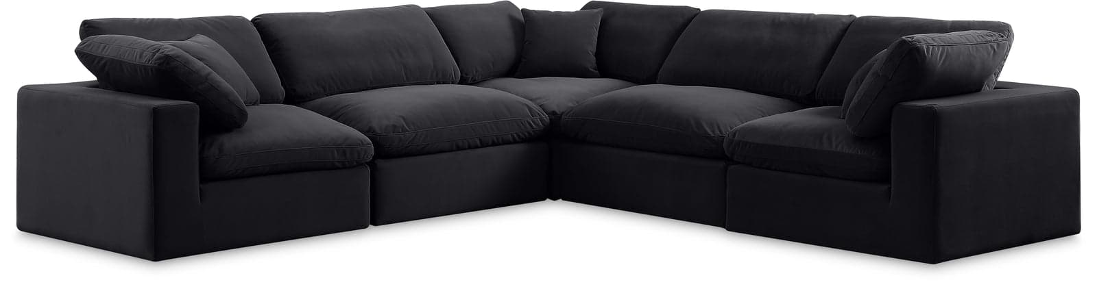 Farrah 119" Black Velvet Upholstered Sectional, 5-Piece — Vista 1 (1/3)