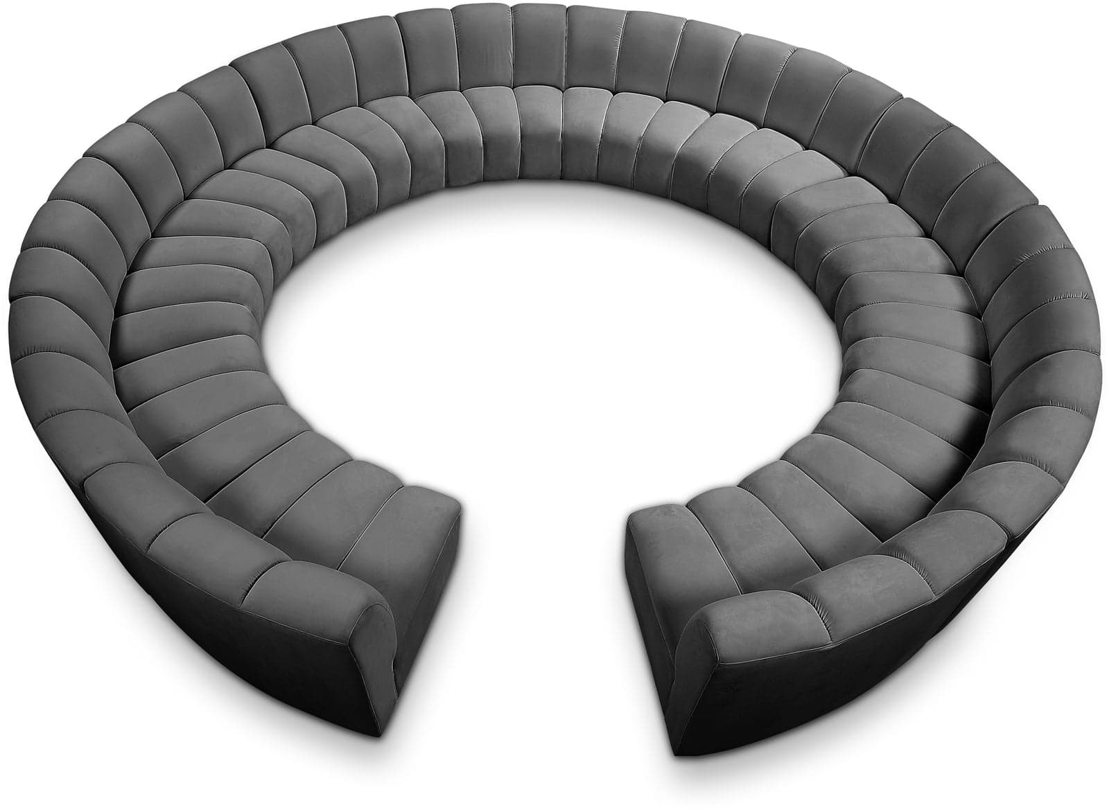 Isolde 178" Grey Velvet Upholstered Sectional, 12-Piece — Vista 1 (1/3)