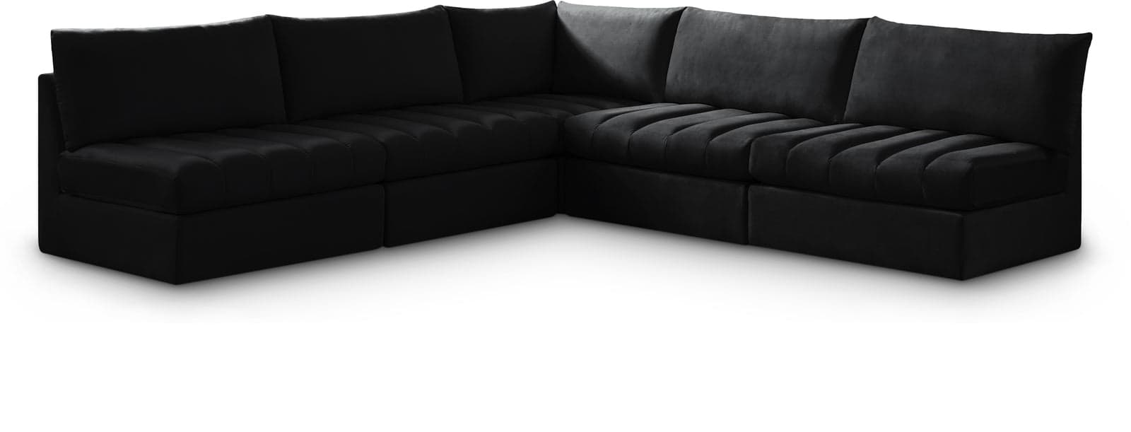 Rowan 107" Black Velvet Upholstered Sectional, 5-Piece — View 1 (1/3)