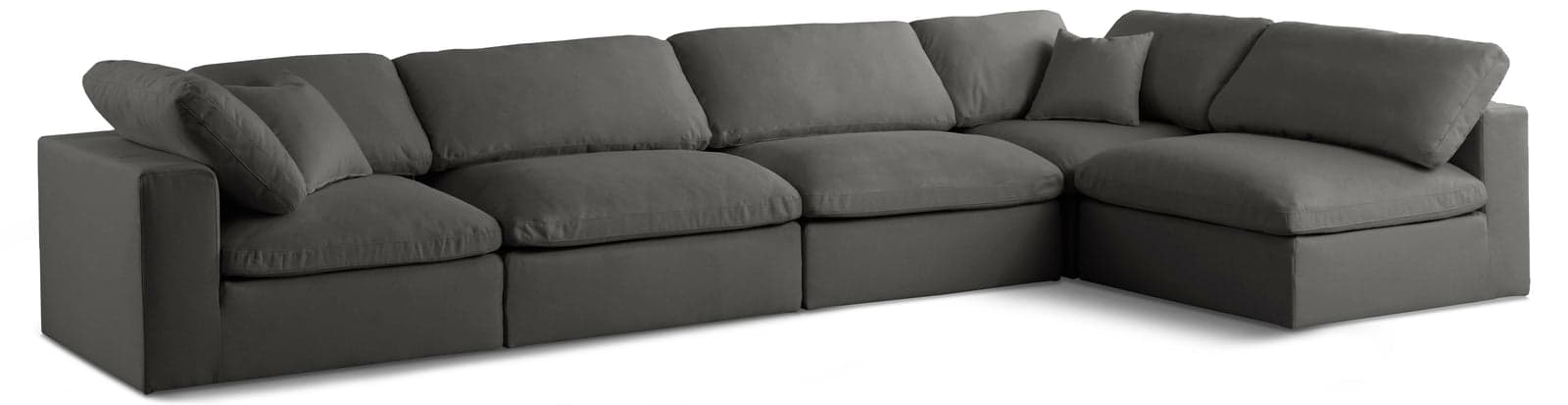 Selene 140" Grey Velvet Upholstered Standard Comfort Sectional, 5-Piece (Style 2) — View 1 (1/3)