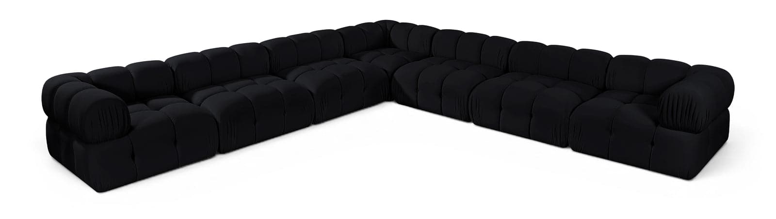Camden Black Velvet Performance Fabric Upholstered Sectional, 7-Piece — View 1 (1/3)