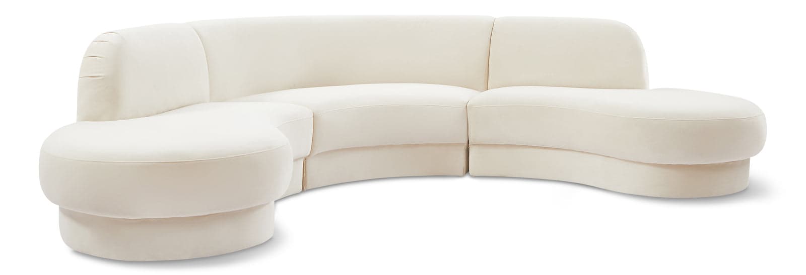 Sage 135" Cream Velvet Upholstered Sectional, 3-Piece — Vista 1 (1/3)