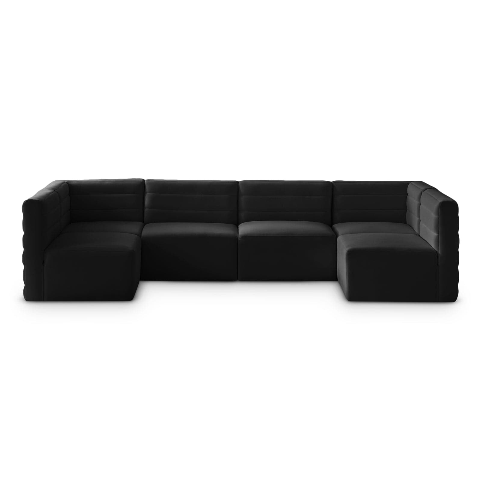 Opal 126" Black Velvet Upholstered Comfort Sectional, 6-Piece (Style 2) — View 1 (1/3)