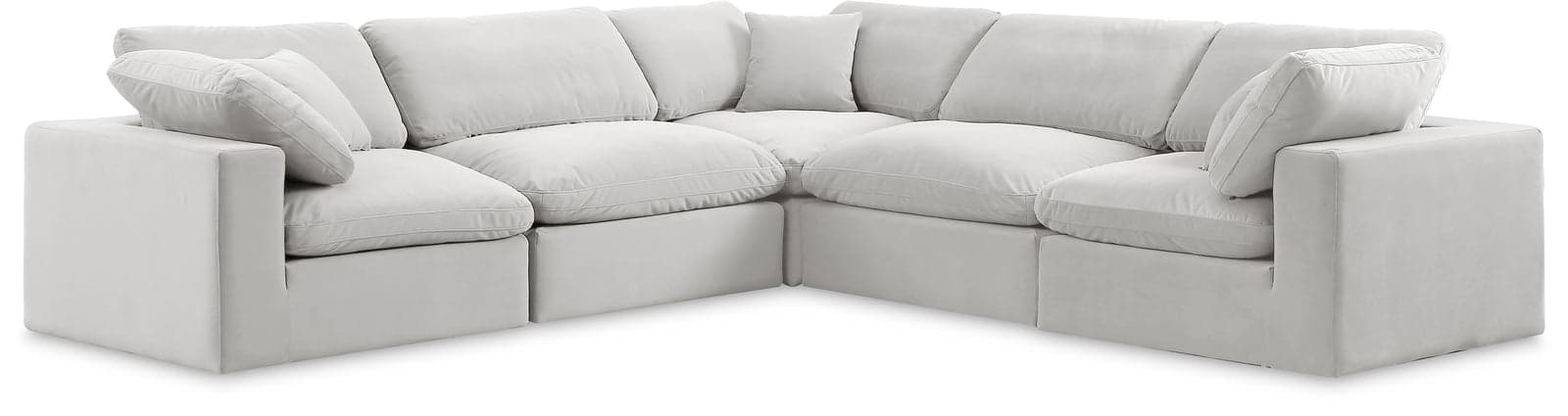 Farrah 119" Cream Velvet Upholstered Sectional, 5-Piece — View 1 (1/3)