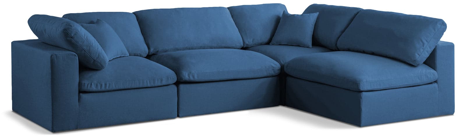 Selene 105" Navy Velvet Upholstered Standard Comfort Sectional, 4-Piece (Style 2) — View 1 (1/3)