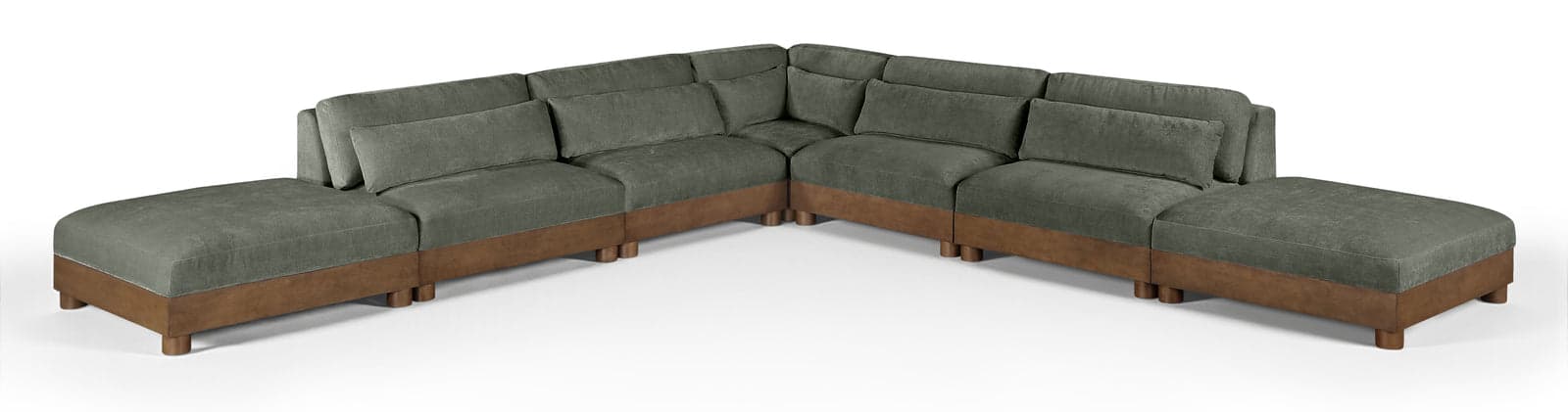 Kira 160" Green Chenille Fabric Upholstered Sectional, 7-Piece — Vista 1 (1/3)