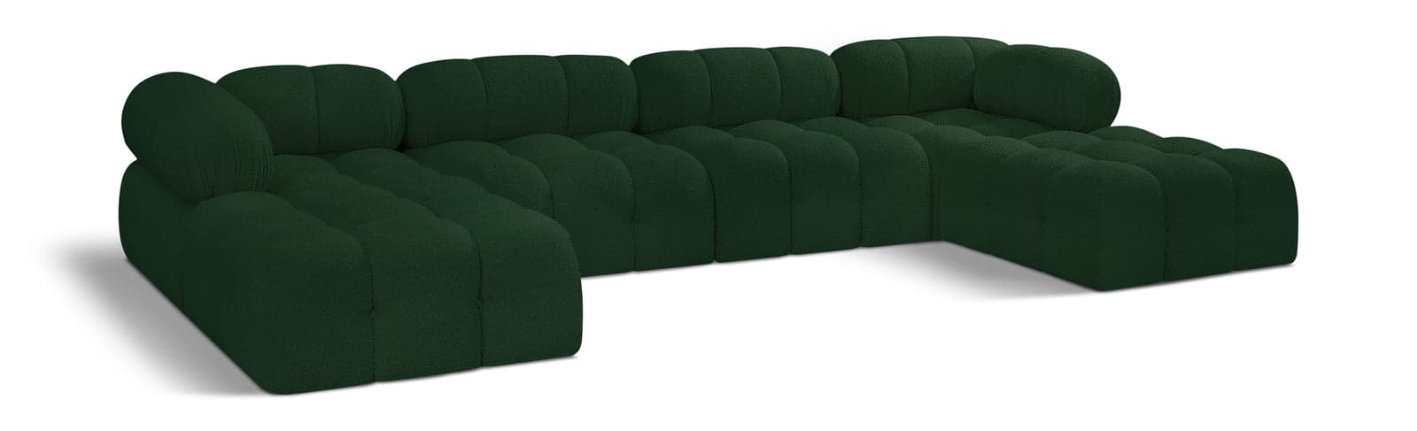Darcy 136" Green Boucle Fabric Upholstered Sectional, 6-Piece (Style 3) — View 1 (1/3)