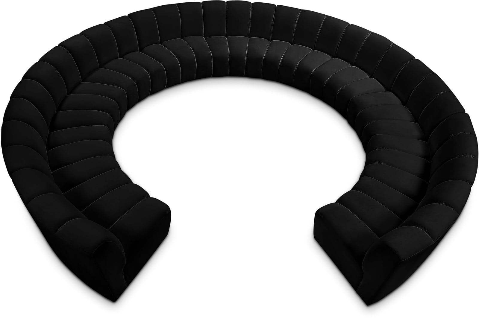Isolde 178" Black Velvet Upholstered Sectional, 11-Piece — Vista 1 (1/3)