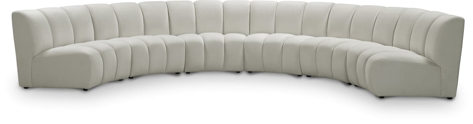 Isolde 176" Cream Velvet Upholstered Sectional, 6-Piece — Vista 1 (1/3)