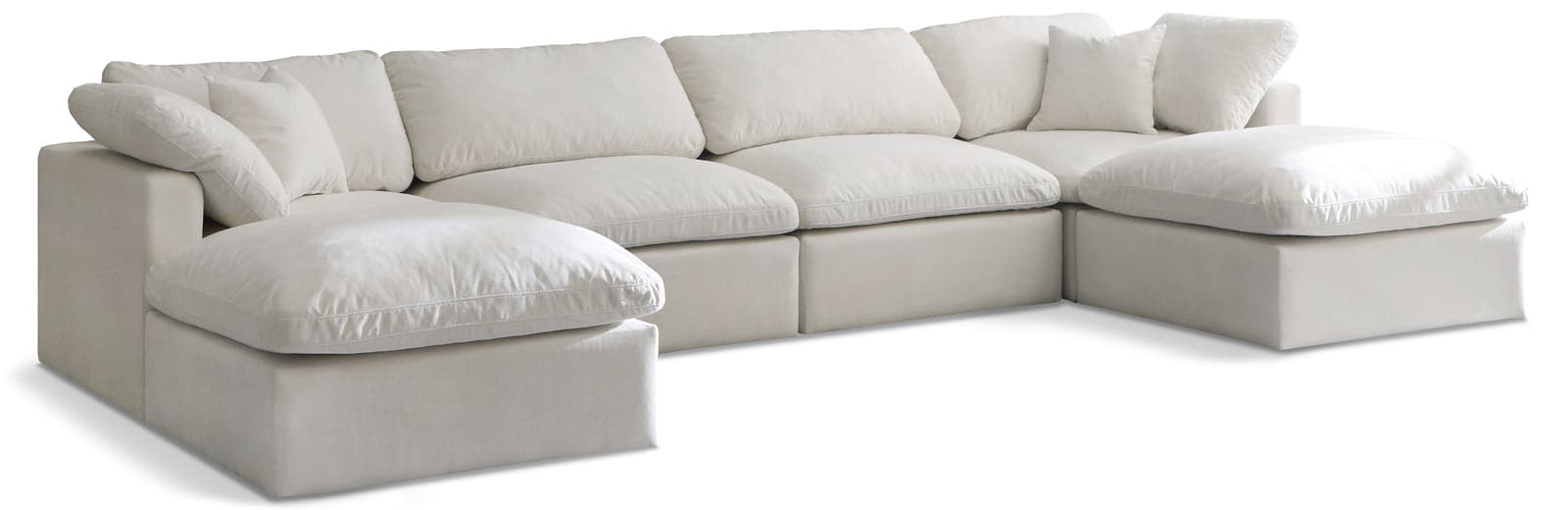 Selene 140" Cream Velvet Upholstered Standard Comfort Sectional, 6-Piece (Style 2) — View 1 (1/3)