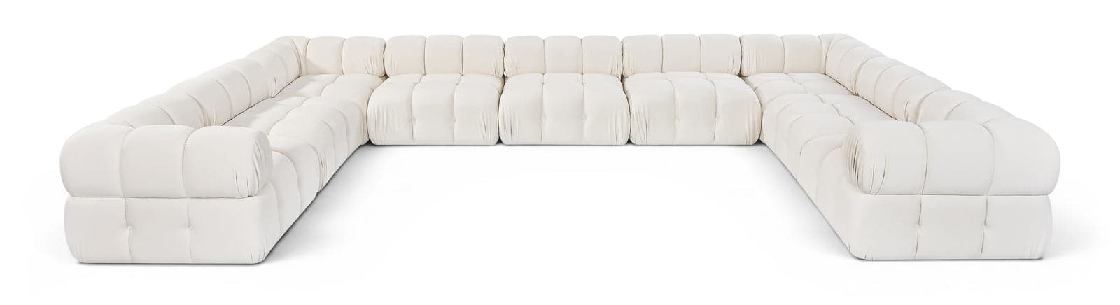Camden Cream Velvet Performance Fabric Upholstered Sectional, 9-Piece — Vista 1 (1/3)