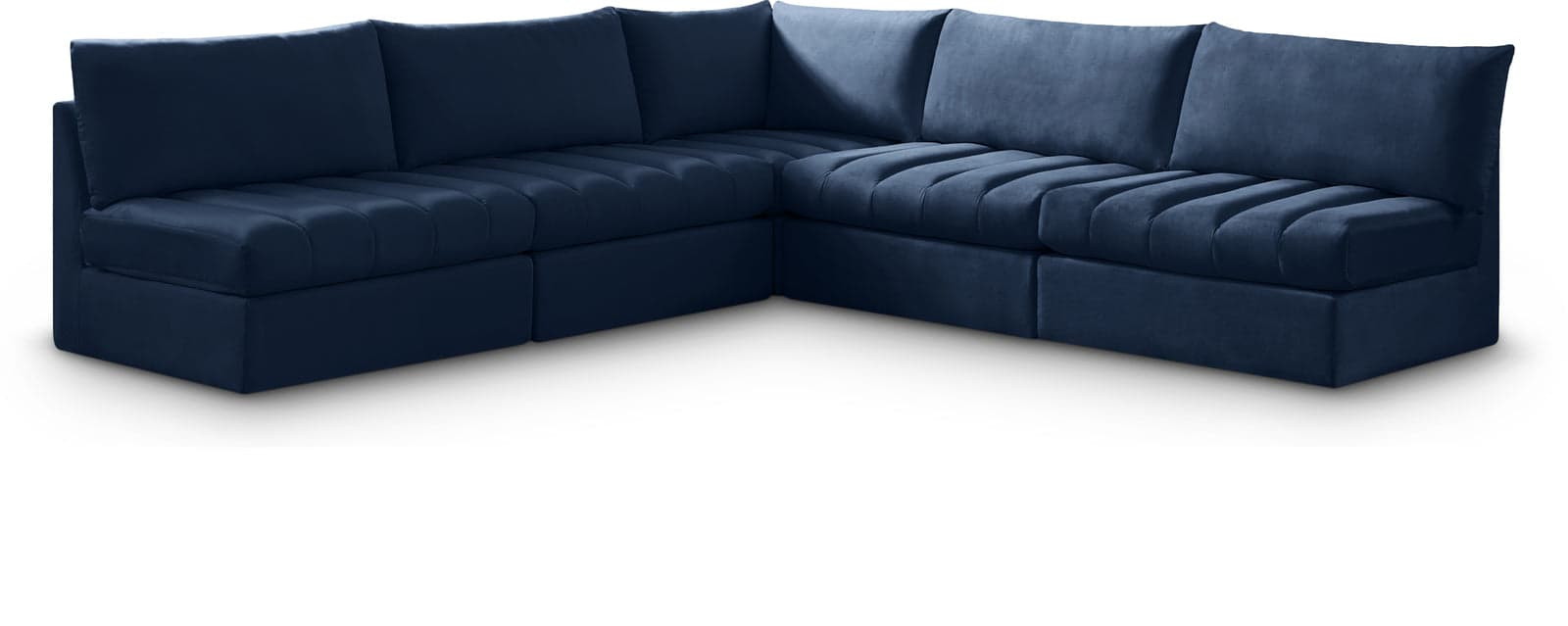 Rowan 107" Navy Velvet Upholstered Sectional, 5-Piece — View 1 (1/3)