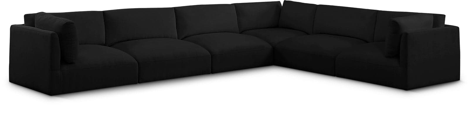 Hadley 152" Black Fabric Upholstered Sectional, 6-Piece (Style 3) — View 1 (1/3)