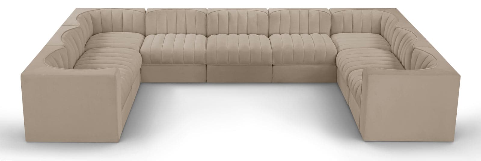 Talia Beige Velvet Performance Fabric Upholstered Sectional, 9-Piece (Style 2) — Vista 1 (1/3)