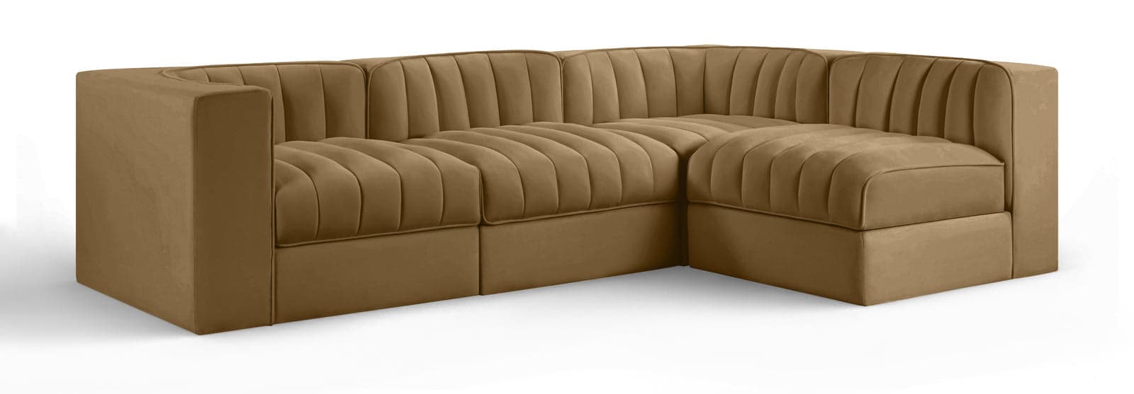 Talia Saddle Velvet Performance Fabric Upholstered Sectional, 4-Piece (Style 2) — Vista 1 (1/3)