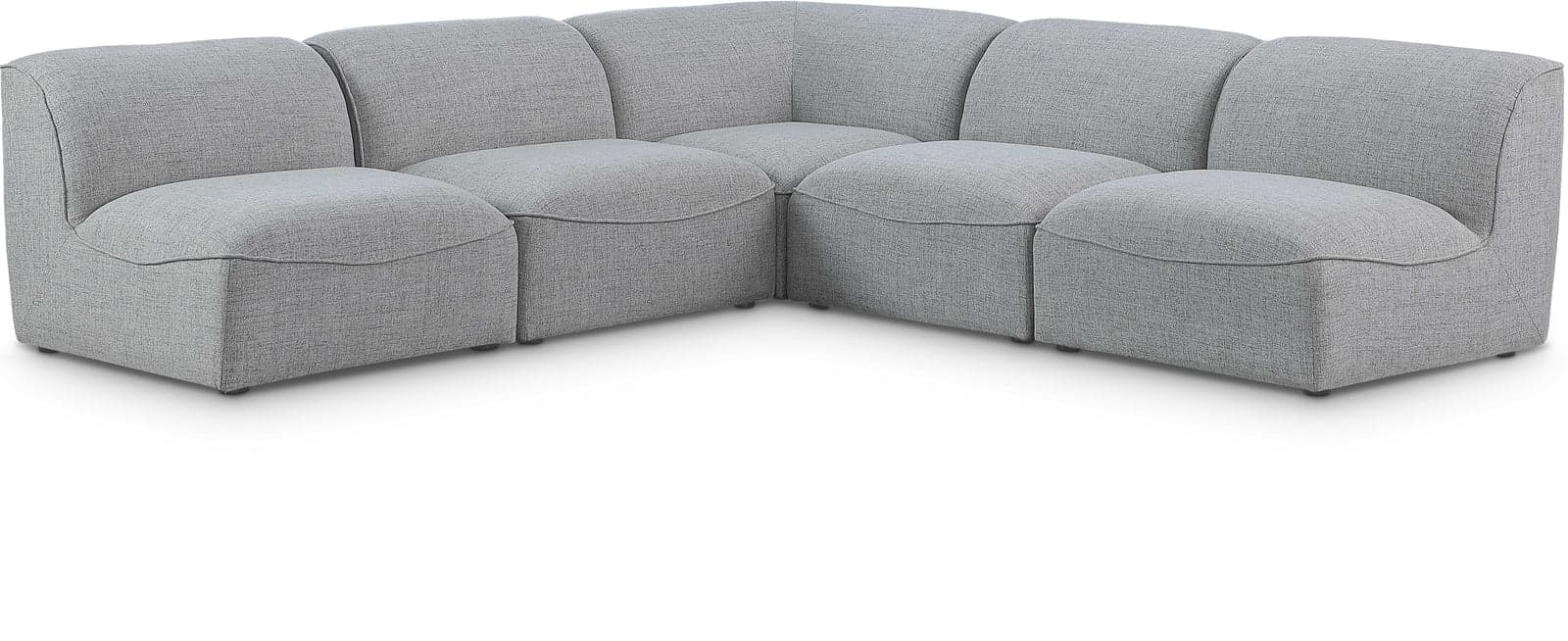 Greer 104" Grey Linen Textured Fabric Upholstered Sectional, 5-Piece — View 1 (1/3)