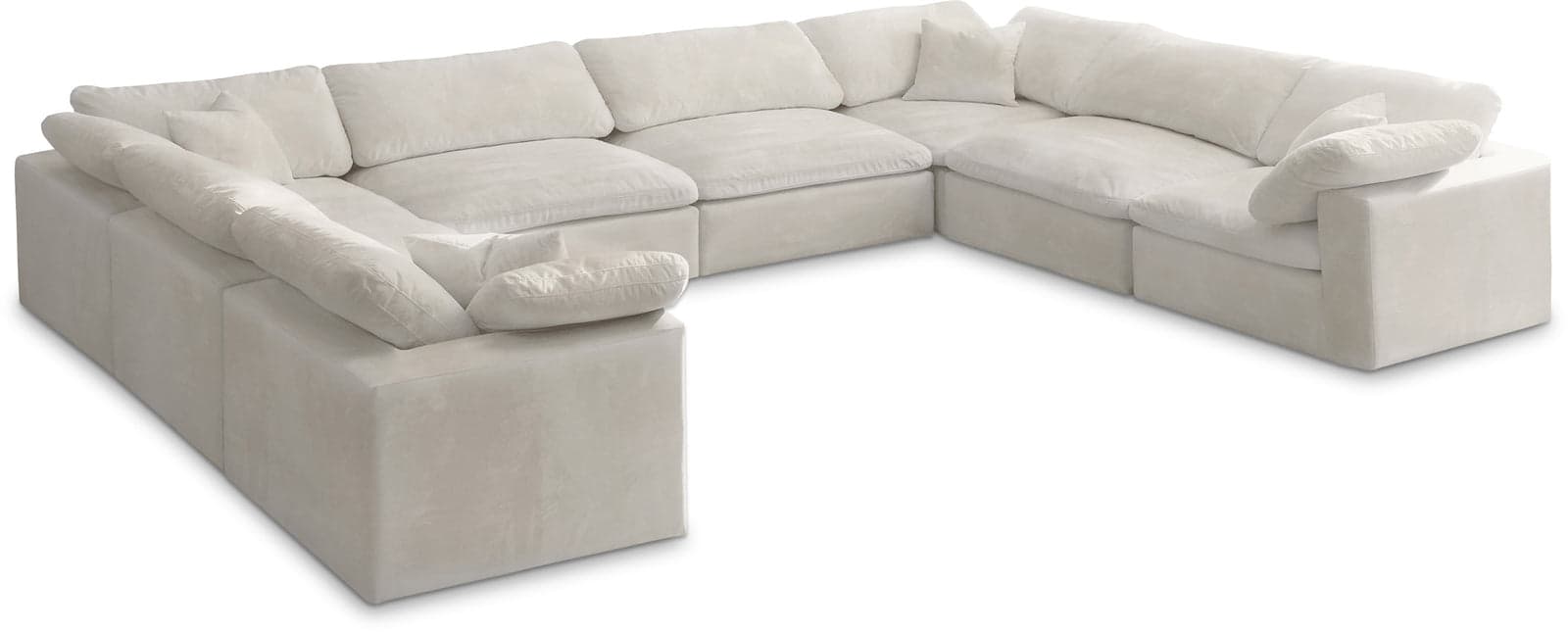 Florence 158" Cream Velvet Upholstered Overstuffed Fiber Filled Comfort Sectional, 8-Piece — View 1 (1/3)
