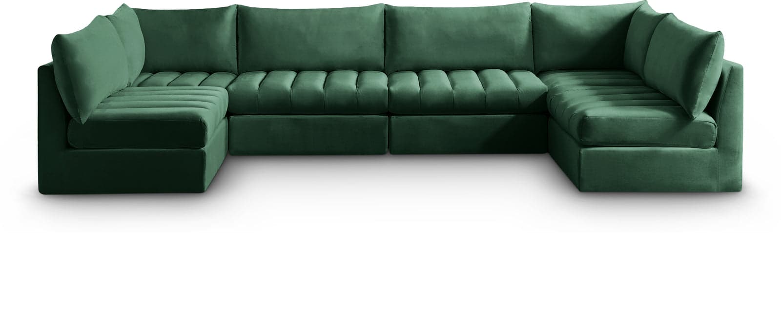 Rowan 140" Green Velvet Upholstered Sectional, 6-Piece (Style 2) — View 1 (1/3)