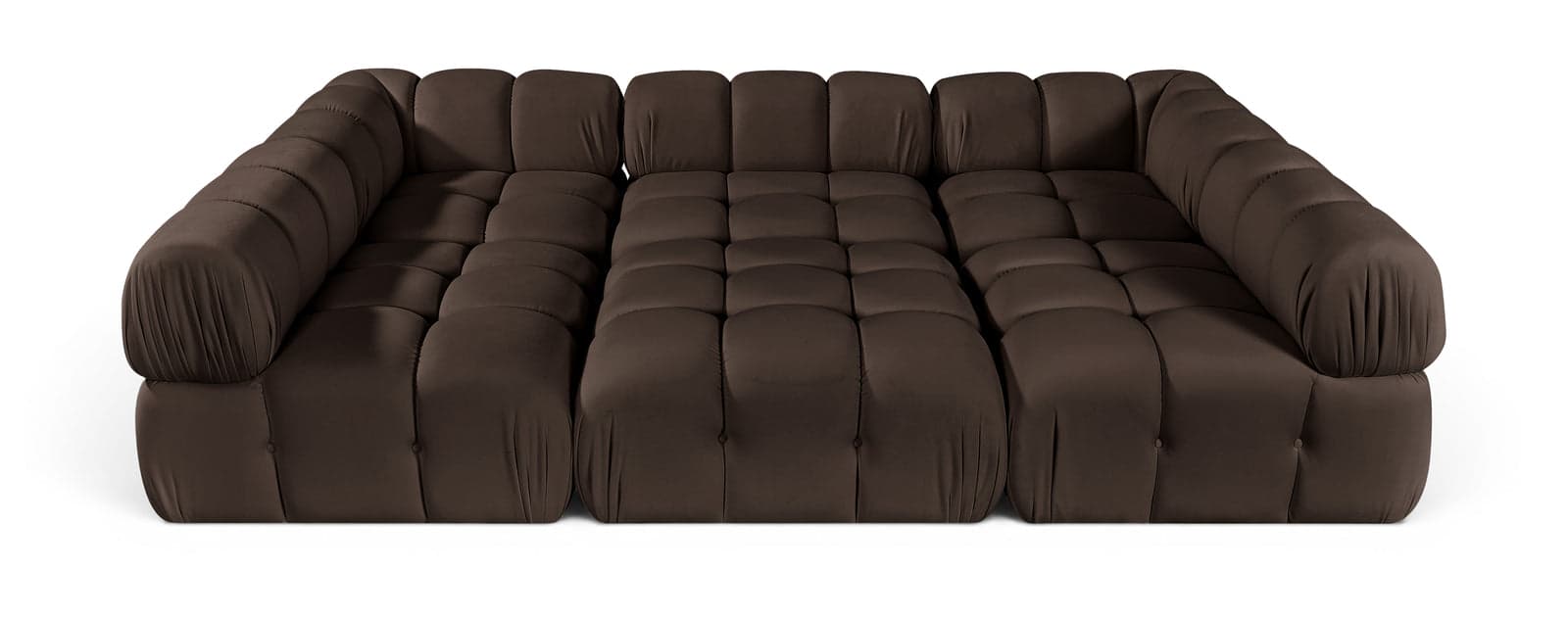 Camden Brown Velvet Performance Fabric Upholstered Sectional, 6-Piece (Style 8) — View 1 (1/3)