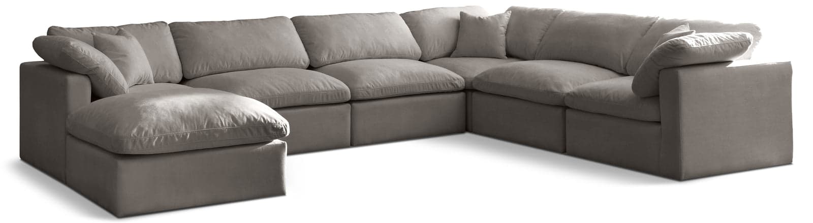 Selene 140" Grey Velvet Upholstered Standard Comfort Sectional, 7-Piece — View 1 (1/3)
