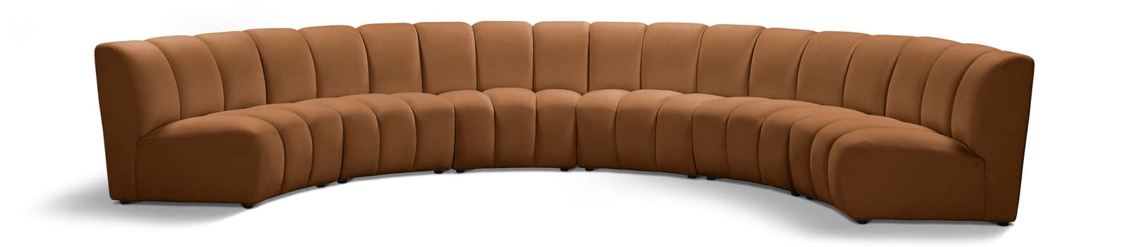 Isolde 174" Saddle Velvet Upholstered Sectional, 6-Piece — Vista 1 (1/3)