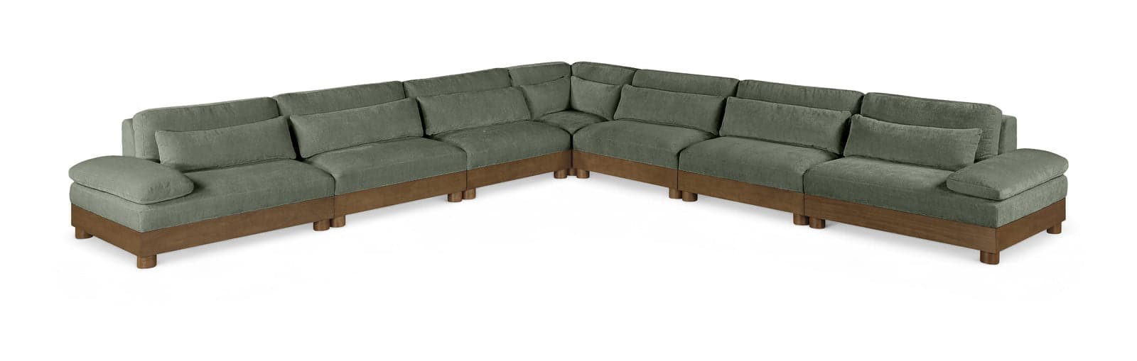 Kira 167.75" Green Chenille Fabric Upholstered Sectional, 7-Piece — Vista 1 (1/3)