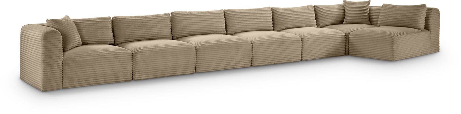 Faye 202" Taupe Corduroy Performance Fabric Upholstered Sectional, 7-Piece — View 1 (1/3)