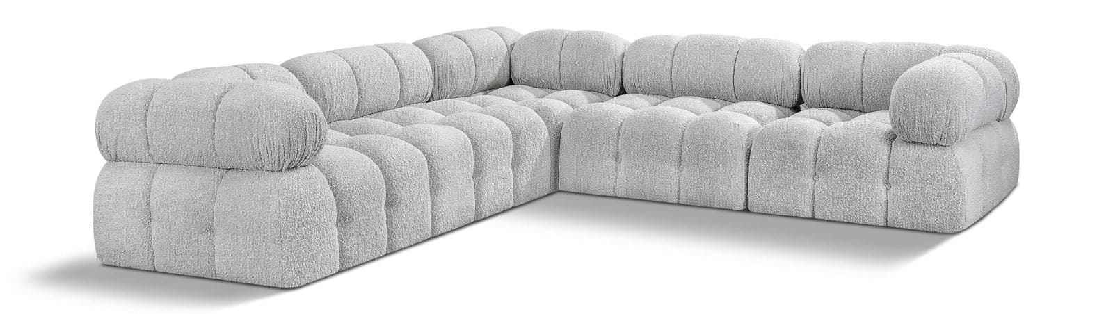 Darcy 102" Grey Boucle Fabric Upholstered Sectional, 5-Piece (Style 2) — Vista 1 (1/3)