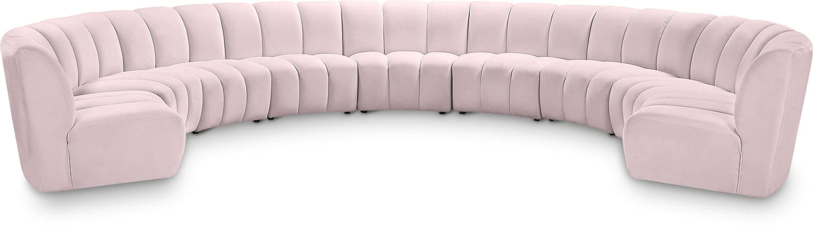 Isolde 178" Pink Velvet Upholstered Sectional, 9-Piece — Vista 1 (1/3)
