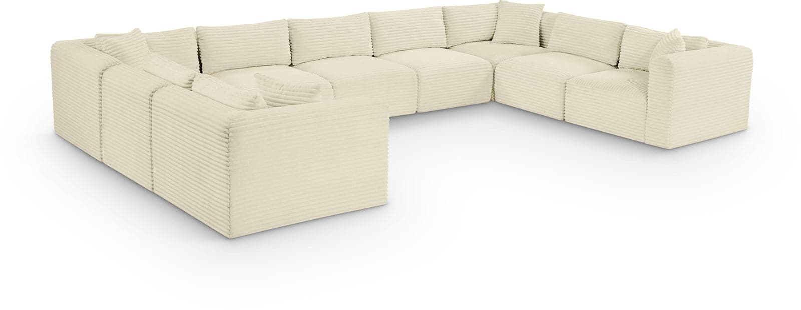 Faye 171" Cream Corduroy Performance Fabric Upholstered Sectional, 9-Piece — Vista 1 (1/3)