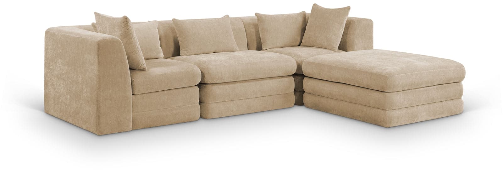 Willow 114" Beige Chenille Fabric Upholstered 4Pc. Sectional, 4-Piece — Vista 1 (1/3)