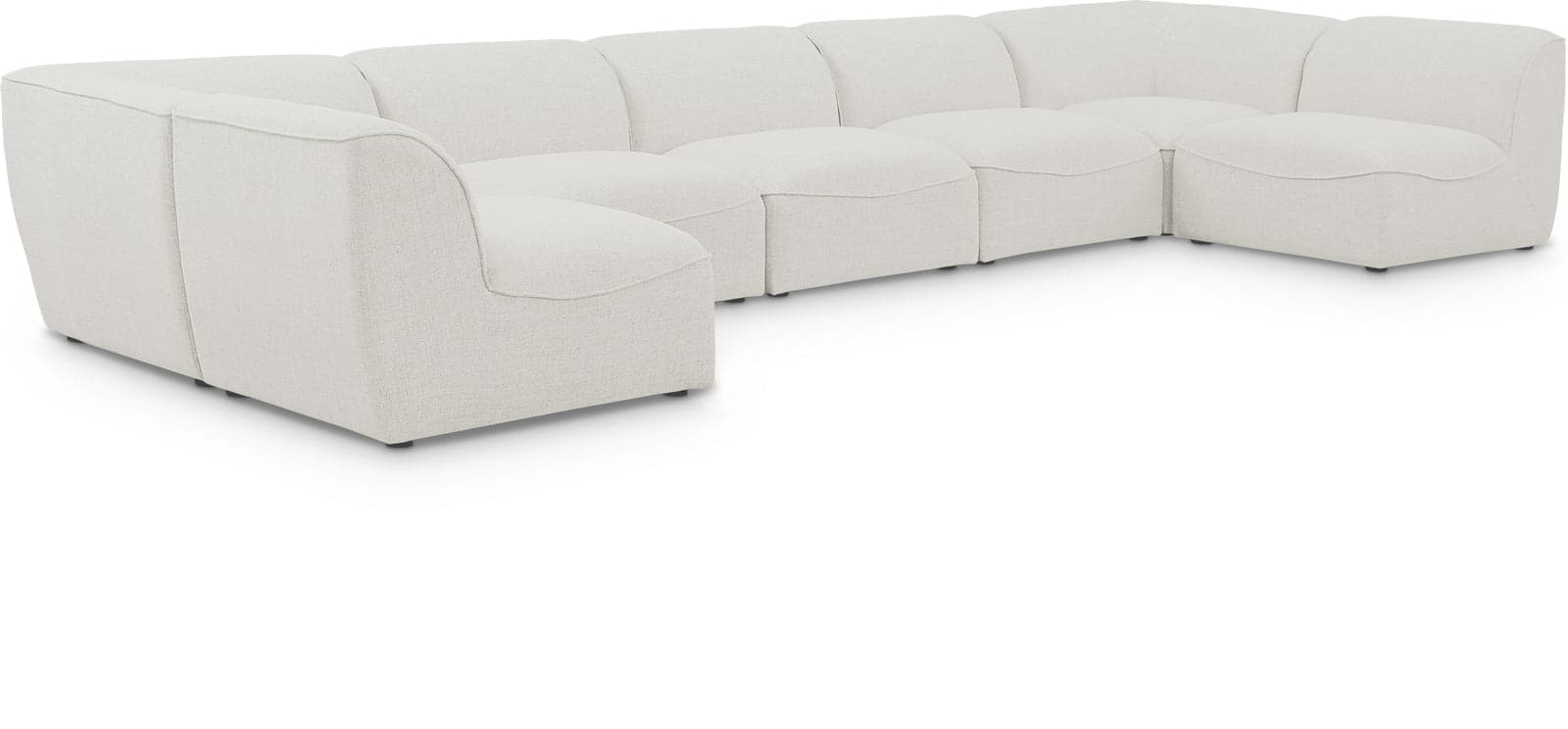 Greer 175" Cream Linen Textured Fabric Upholstered Sectional, 7-Piece — Vista 1 (1/3)