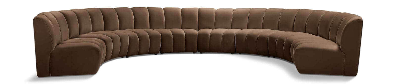 Isolde 183" Brown Velvet Upholstered Sectional, 8-Piece — Vista 1 (1/3)