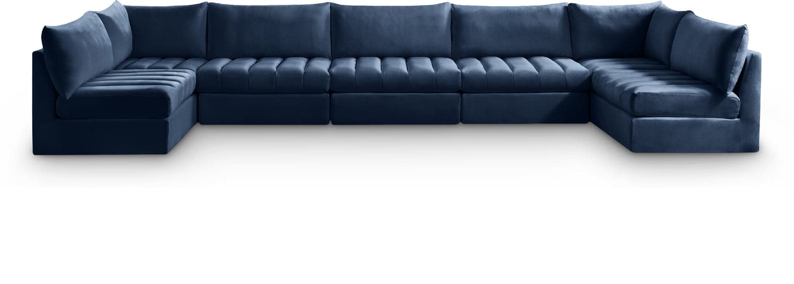 Rowan 177" Navy Velvet Upholstered Sectional, 7-Piece — Vista 1 (1/3)
