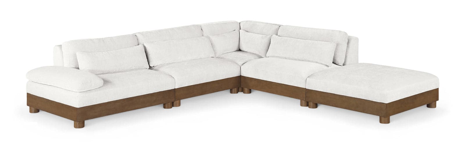 Kira 120" Cream Chenille Fabric Upholstered Sectional, 5-Piece — Vista 1 (1/3)