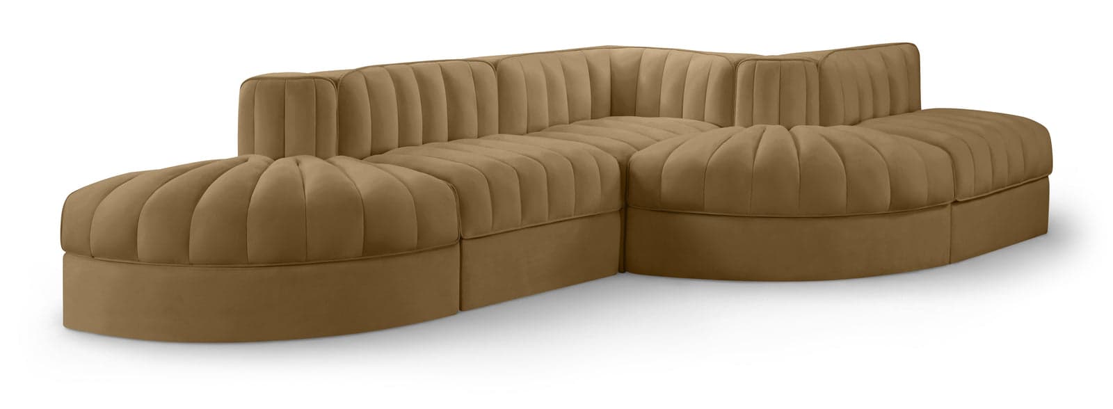 Talia Saddle Velvet Performance Fabric Upholstered Sectional, 5-Piece (Style 4) — Vista 1 (1/3)
