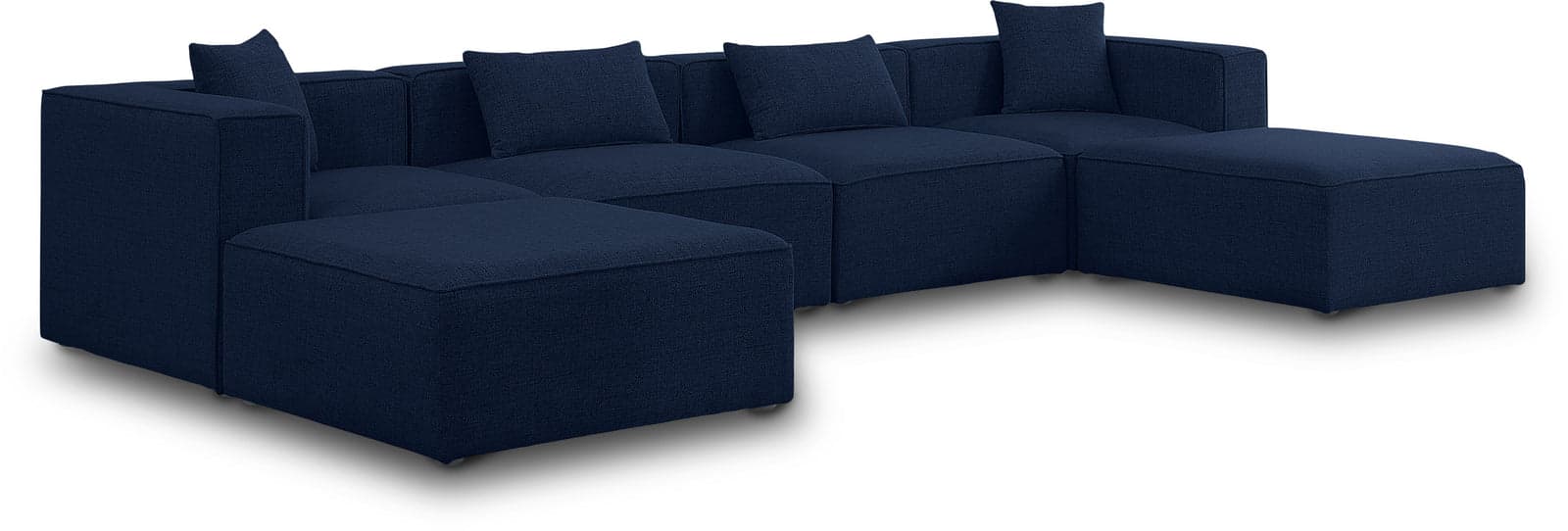 Farrah 144" Navy Fabric Upholstered Sectional, 6-Piece (Style 2) — Vista 1 (1/3)