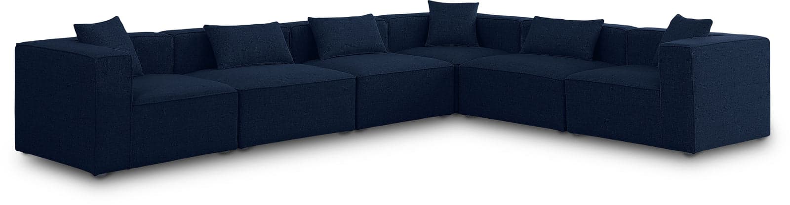 Farrah 144" Navy Fabric Upholstered Sectional, 6-Piece — View 1 (1/3)