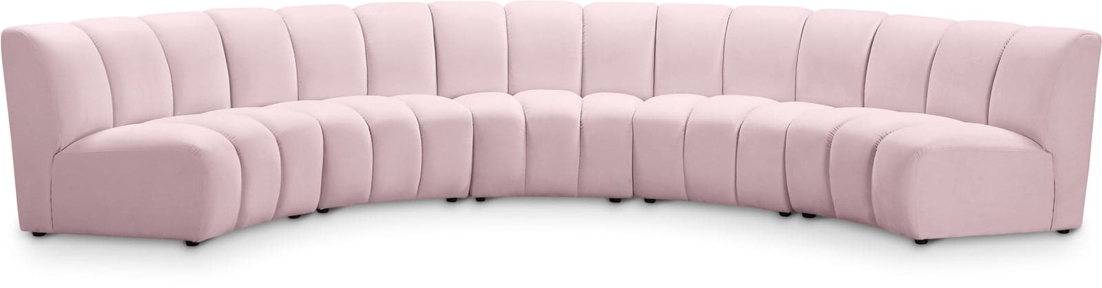 Isolde 167" Pink Velvet Upholstered Sectional, 5-Piece — Vista 1 (1/3)