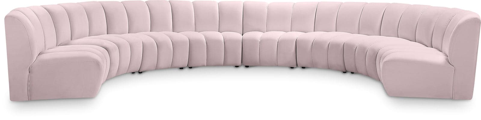 Isolde 178" Pink Velvet Upholstered Sectional, 8-Piece — Vista 1 (1/3)