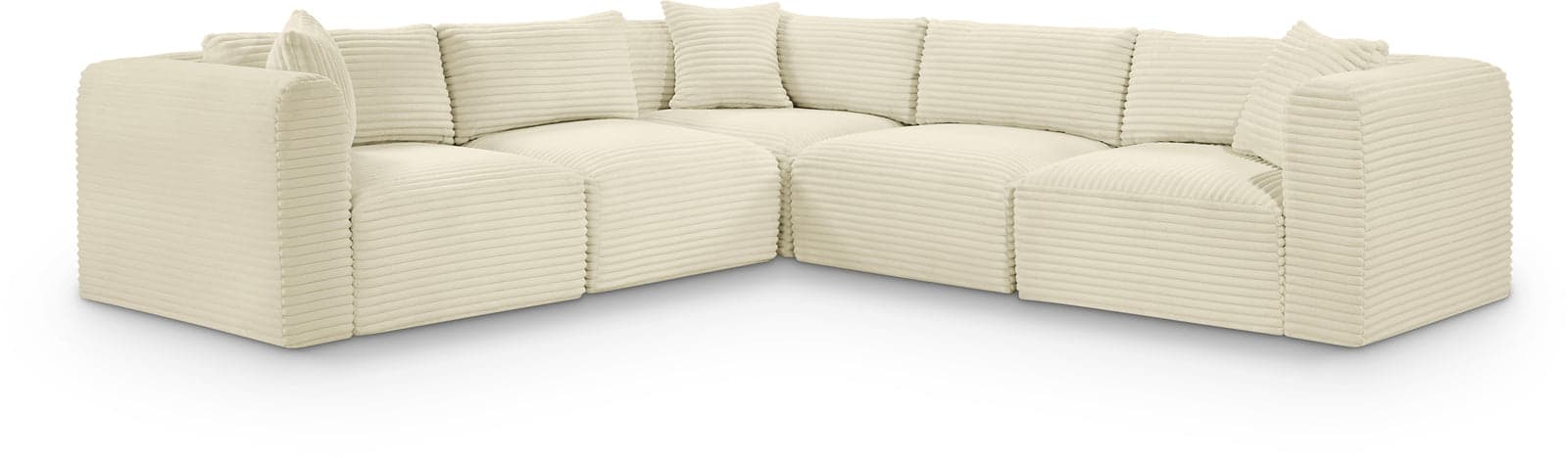 Faye 109" Cream Corduroy Performance Fabric Upholstered Sectional, 5-Piece — Vista 1 (1/3)