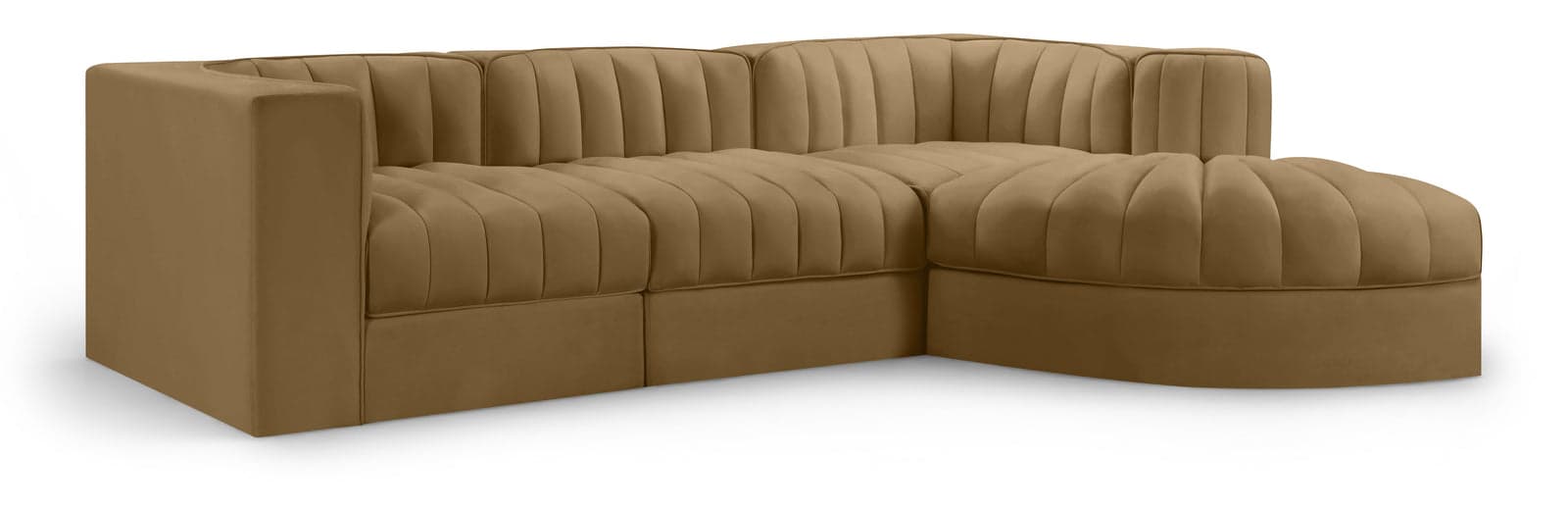 Talia Saddle Velvet Performance Fabric Upholstered Sectional, 4-Piece (Style 3) — Vista 1 (1/3)