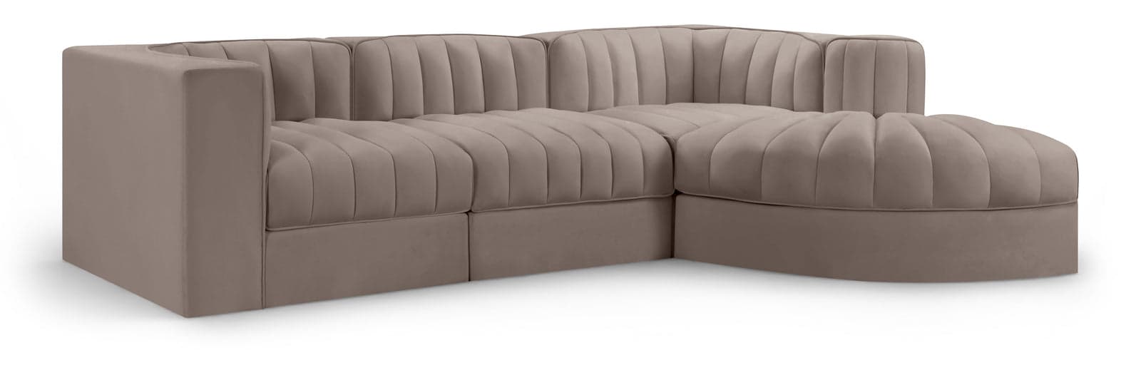 Talia Taupe Velvet Performance Fabric Upholstered Sectional, 4-Piece (Style 3) — Vista 1 (1/3)
