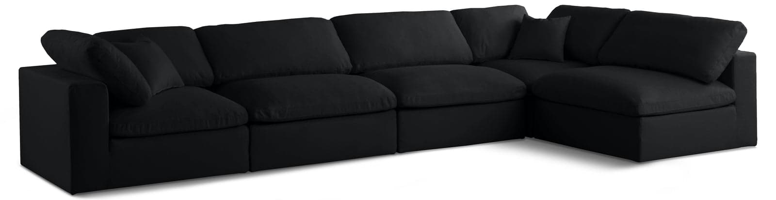 Selene 140" Black Velvet Upholstered Standard Comfort Sectional, 5-Piece (Style 2) — Vista 1 (1/3)