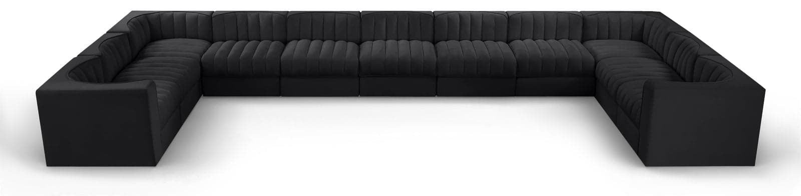 Talia Black Velvet Performance Fabric Upholstered Sectional, 11-Piece — Vista 1 (1/3)