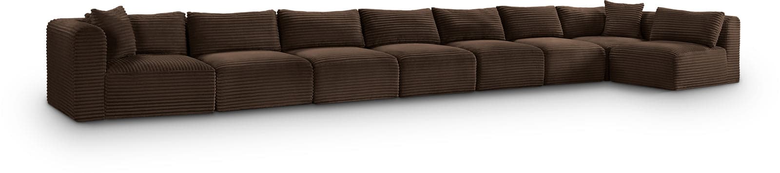 Faye 233" Brown Corduroy Performance Fabric Upholstered Sectional, 8-Piece — View 1 (1/3)