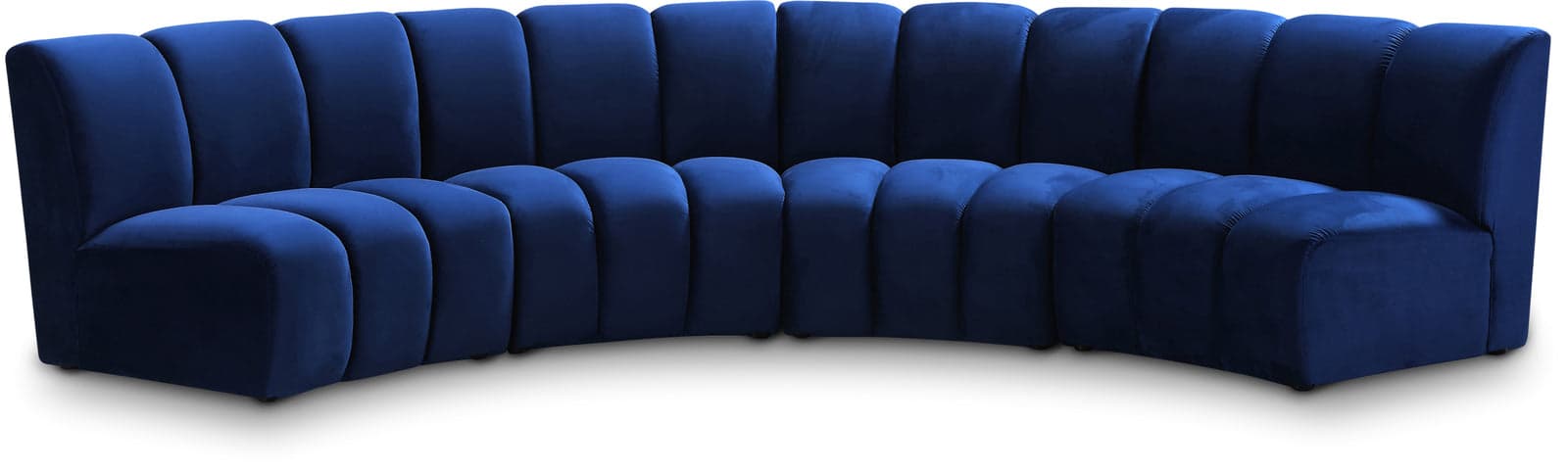 Isolde 148" Navy Velvet Upholstered Sectional, 4-Piece — Vista 1 (1/3)