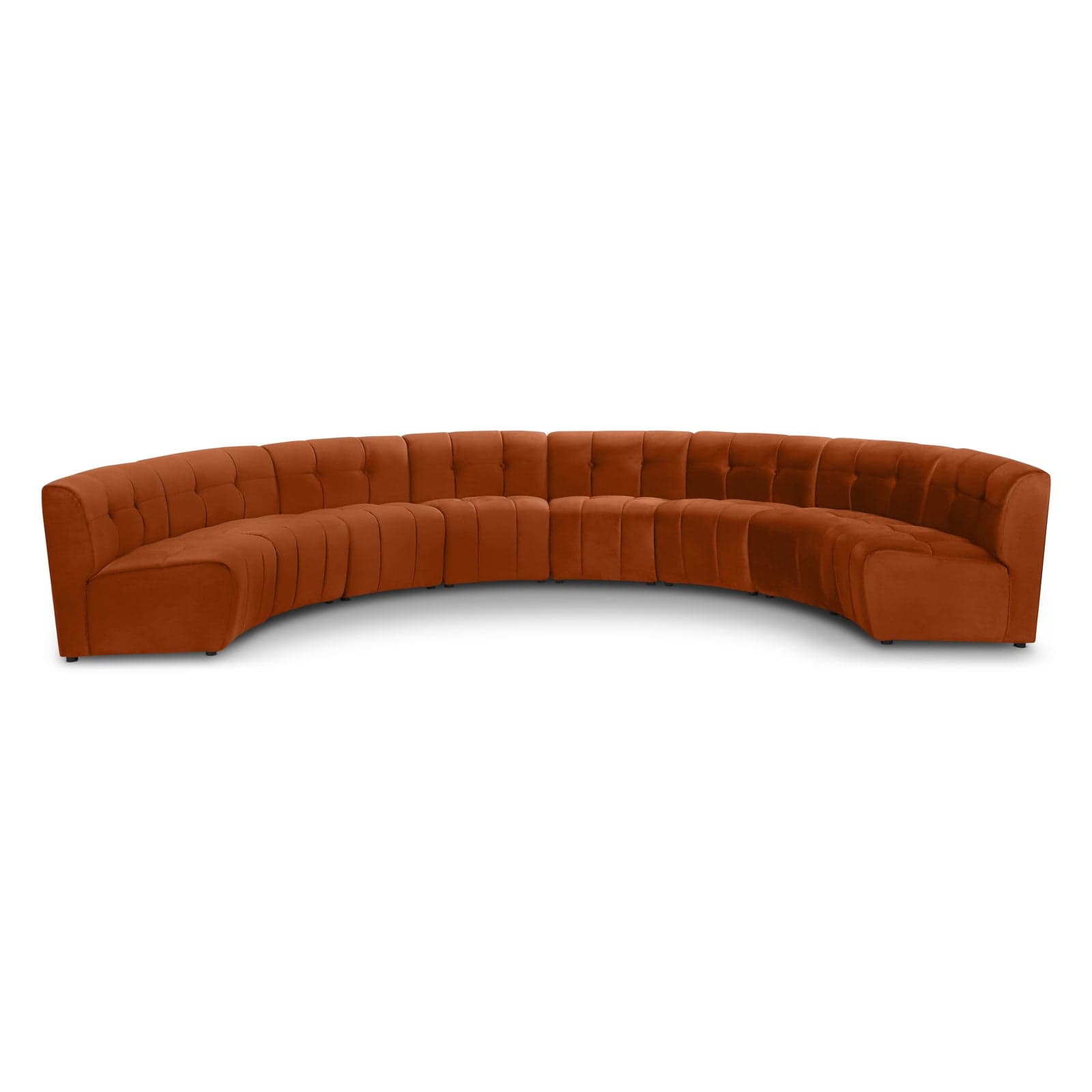 Kira 174.5" Cognac Velvet Upholstered Sectional, 8-Piece — Vista 1 (1/3)